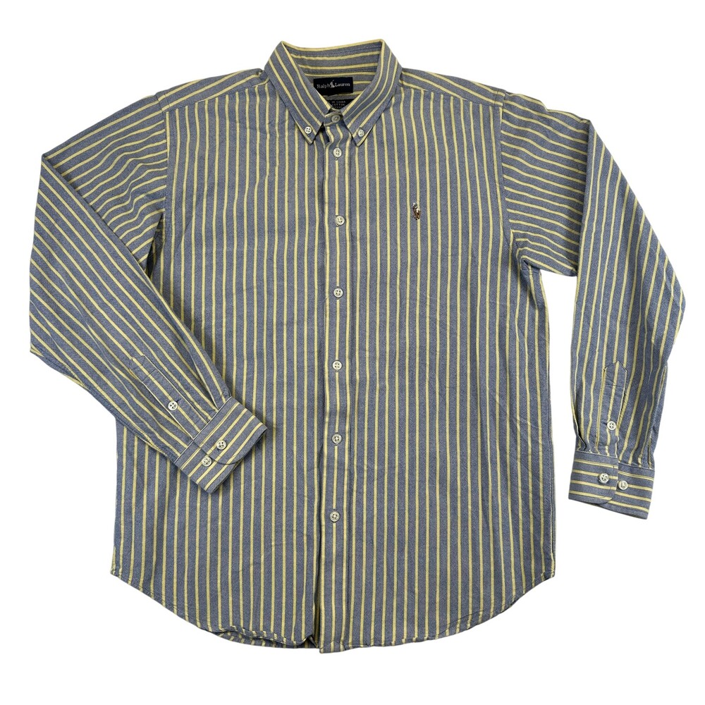 Ralph Lauren Shirt Boys 20 Stripe Button Down Long Sleeve Flesh Pony Logo Casual